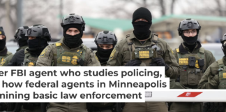 U.S. Border Patrol agents stand guard at the Bishop Henry Whipple Federal Building in Minneapolis, Minn., on Jan. 8, 2026. Charly Triballeau/AFP via Getty Images